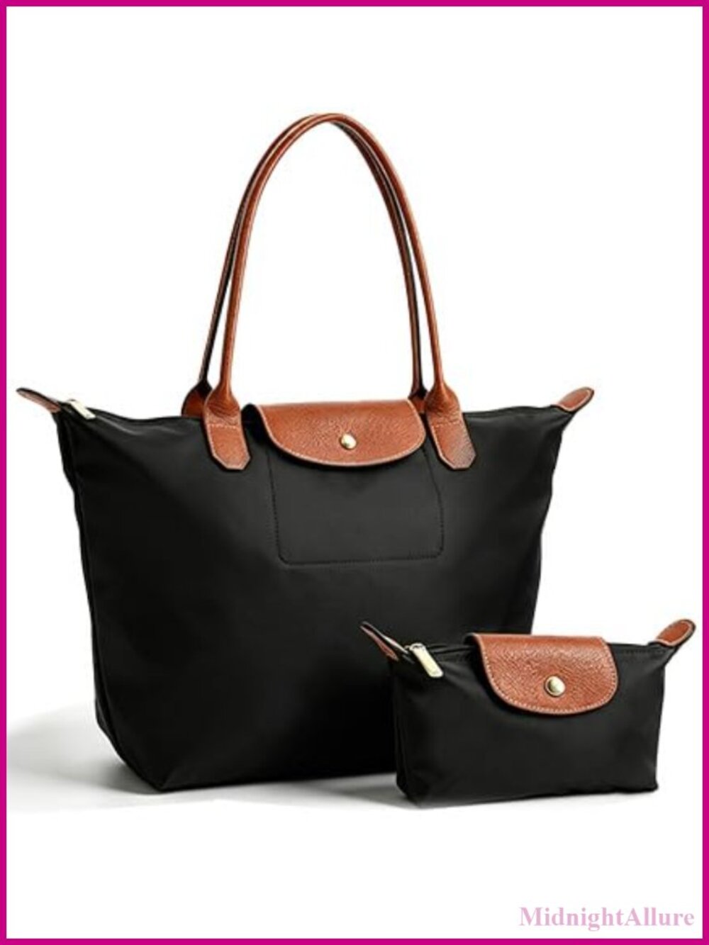 2PC Nylon Tote Bag Set Large Capacity Top Handle Purse